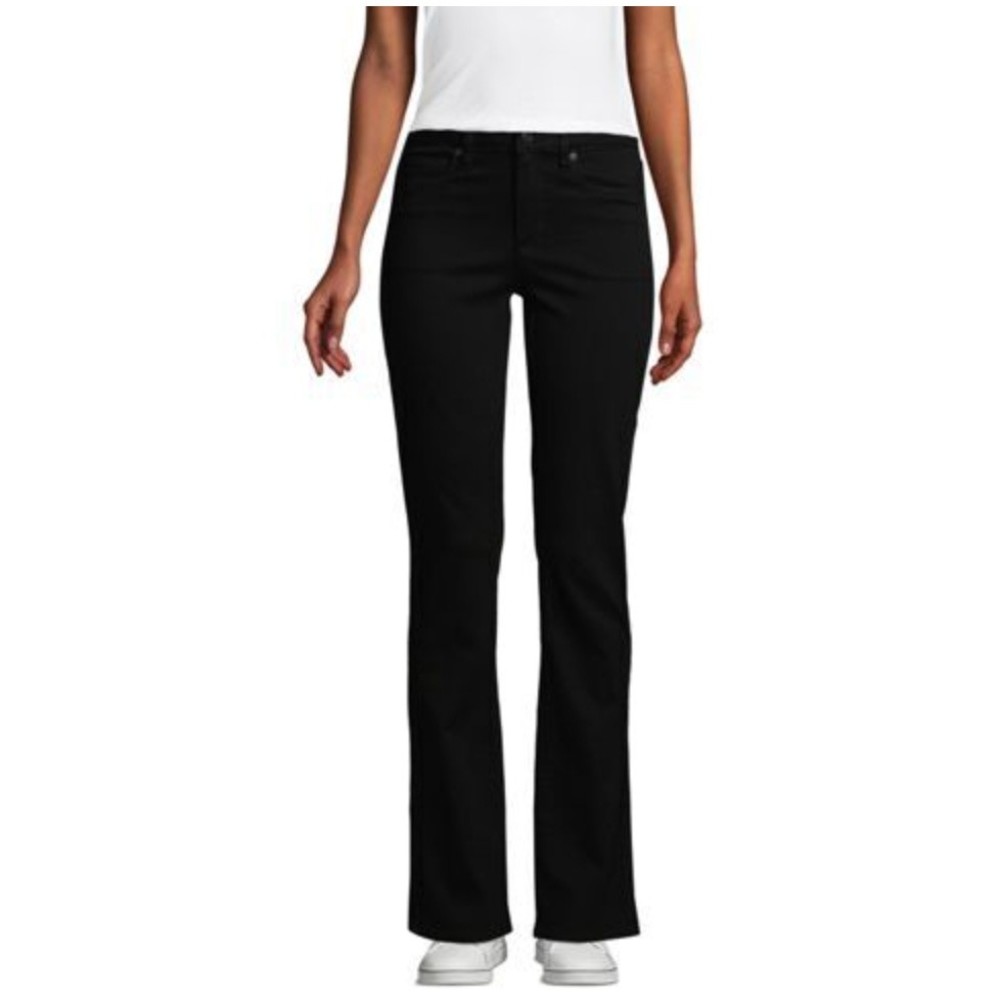 Lands' End Women's Mid Rise Bootcut Jeans Black sz 12